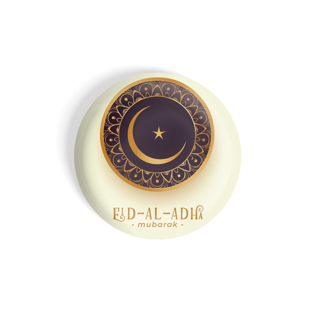 dhcrafts Round Fridge Magnet Multicolor Eid-al-adha Mubarak Glossy Finish Design Pack of 1 (58 mm)
